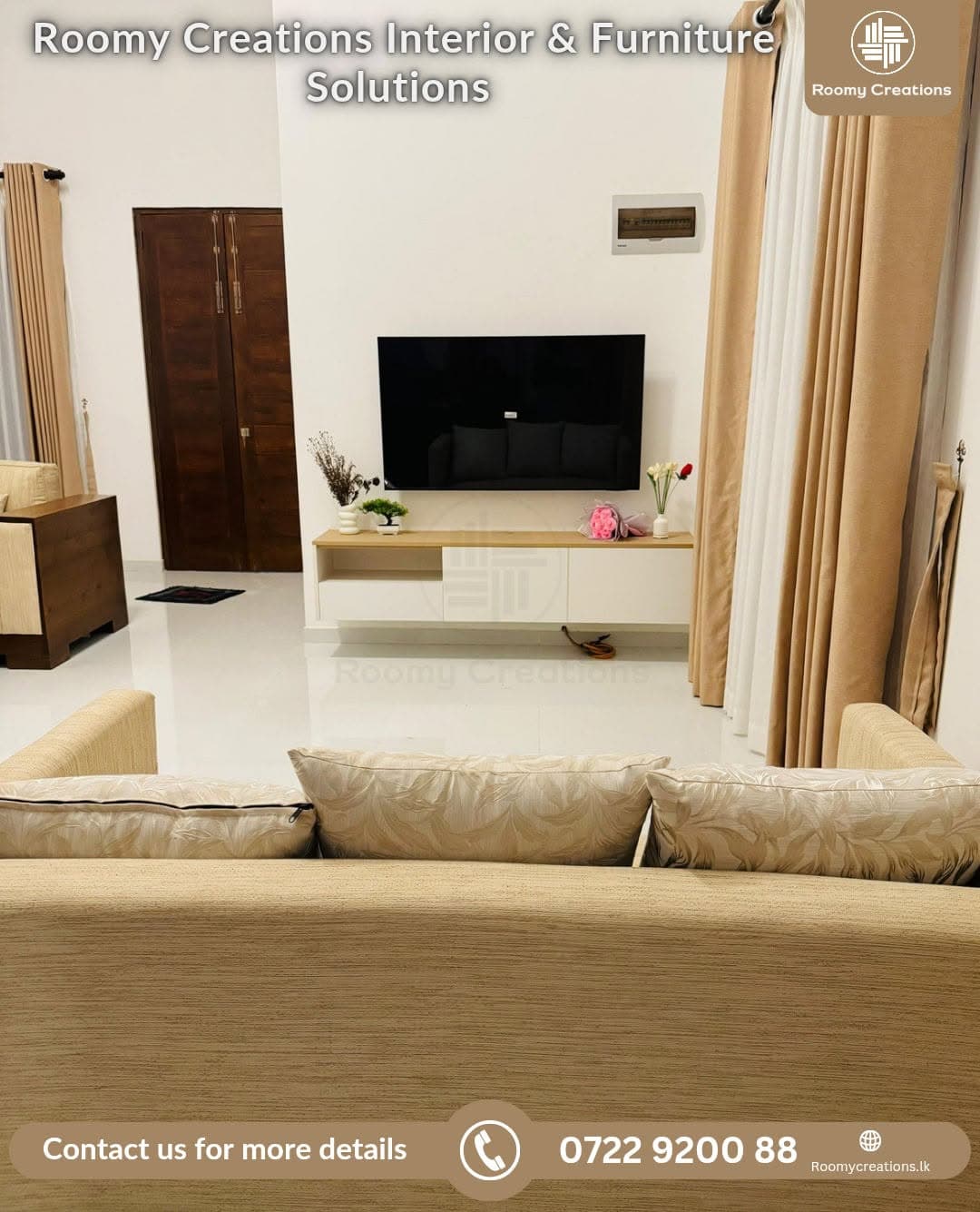 TV and storage wall by Roomy Creations